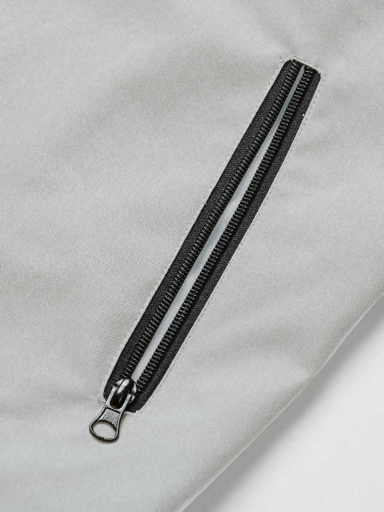 Manfinity Homme Loose Fit Men's Two Tone Letter Graphic Drawstring Hooded Jacket