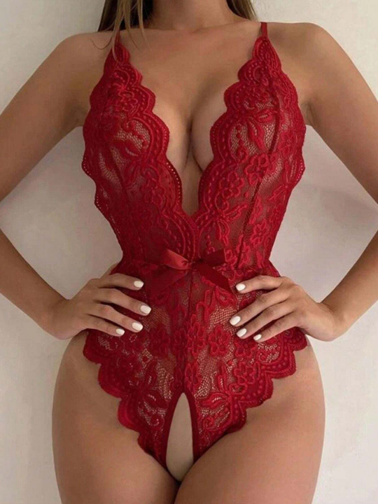 Cross Backless Lace Open-Crotch Sexy Bodysuit