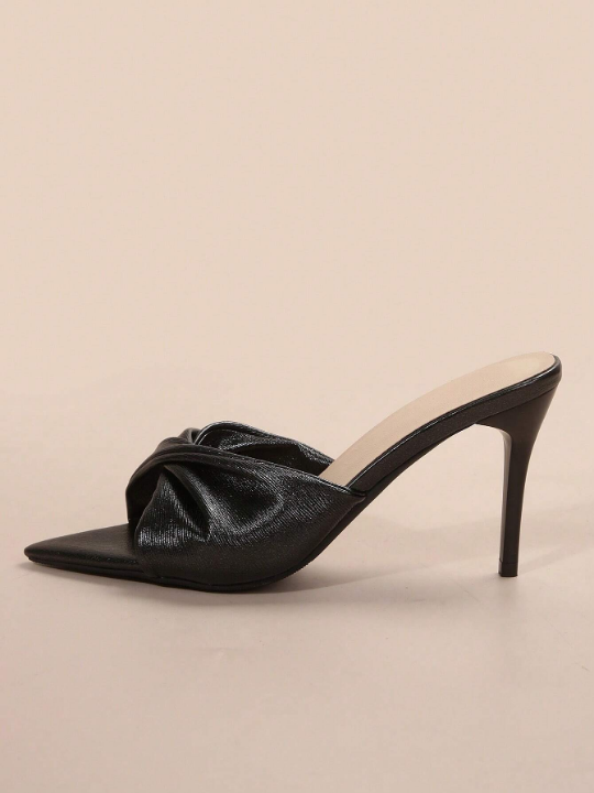 Summer And Autumn Women's Outer Wear Artificial Leather Pointed Toe New Style Women's Outer Wear Internet Celebrity New Fashion French High-Heeled Sandals