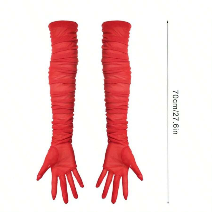 70cm Women Sexy Folds Mesh High Elasticity Extra Long Gloves Fashion Elegant Opera Thin Dress Accessories