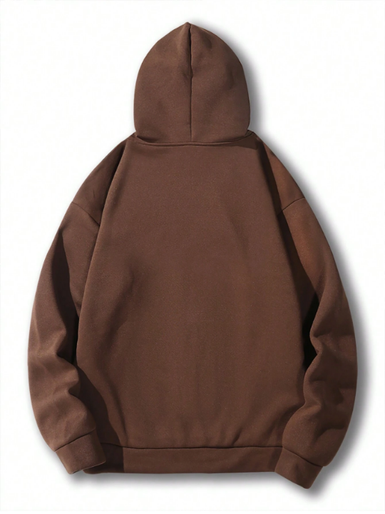 Manfinity Basics Men's Solid Color Hooded Sweatshirt With Drawstring