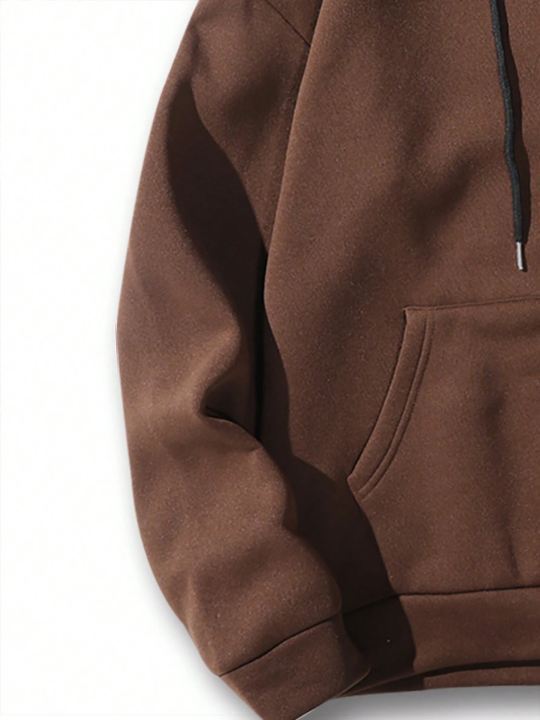 Manfinity Basics Men's Solid Color Hooded Sweatshirt With Drawstring