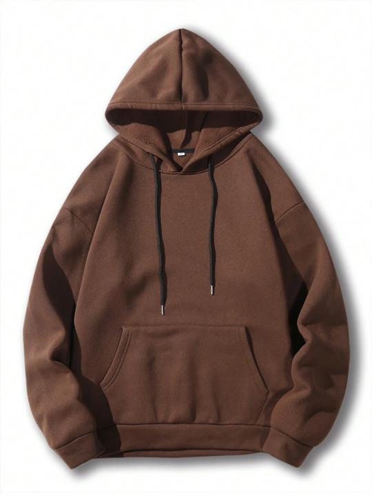 Manfinity Basics Men's Solid Color Hooded Sweatshirt With Drawstring