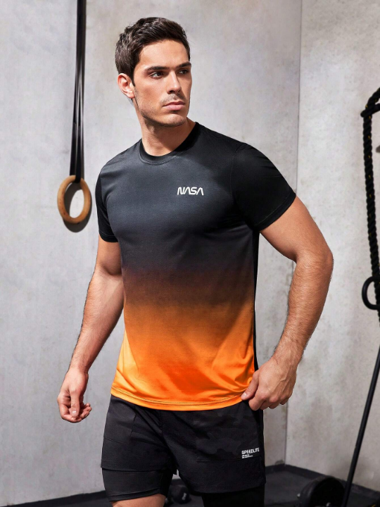 Fitness Men's Fashion Color Block Short Sleeve Sports T-Shirt