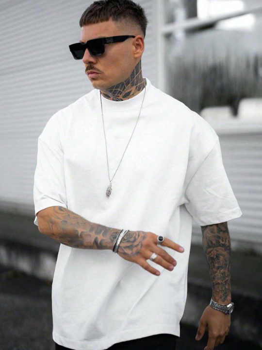 Men's Solid Color Casual Sporty Short Sleeve T-Shirt, Suitable For Summer