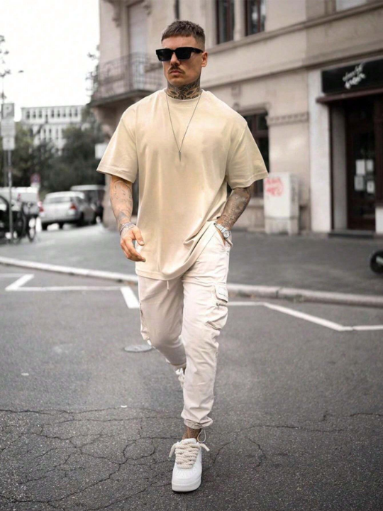 Men's Solid Color Casual Sporty Short Sleeve T-Shirt, Suitable For Summer