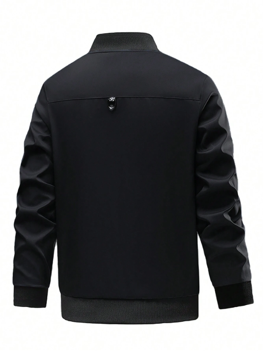 Men's Spring Solid Color Baseball Collar Jacket