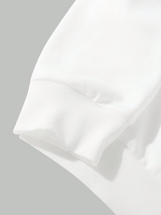 Men's Expression Printed Round Neck Long Sleeve Pullover Sweatshirt, Perfect For Spring And Autumn