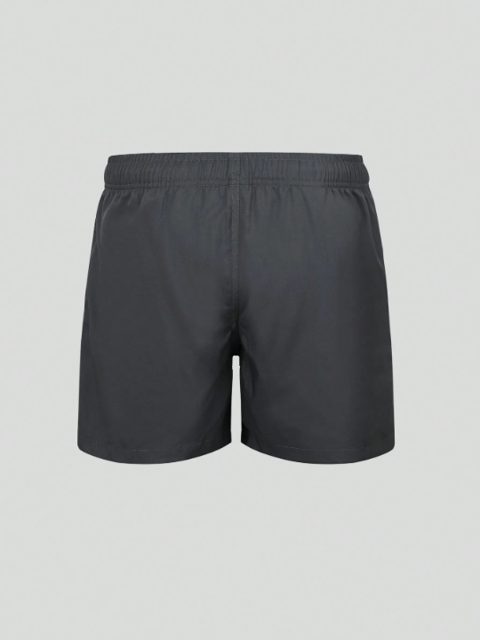 Men Drawstring Waist Flap Pocket Side Swim Trunks