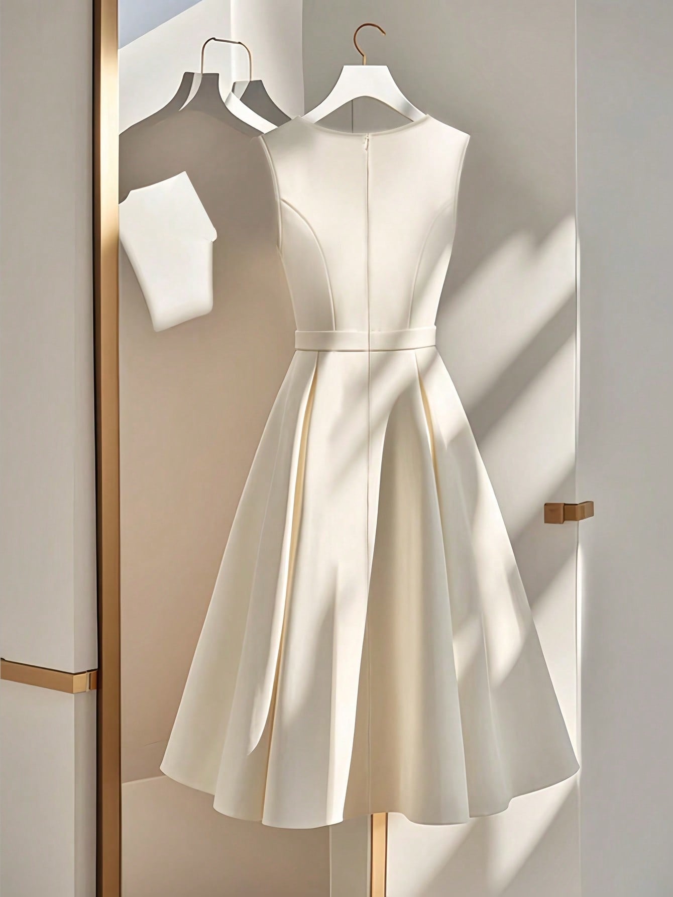 INAWLY Elegant Metal Buckle Waist Cinched Waist Casual Bodycon Dress For Women