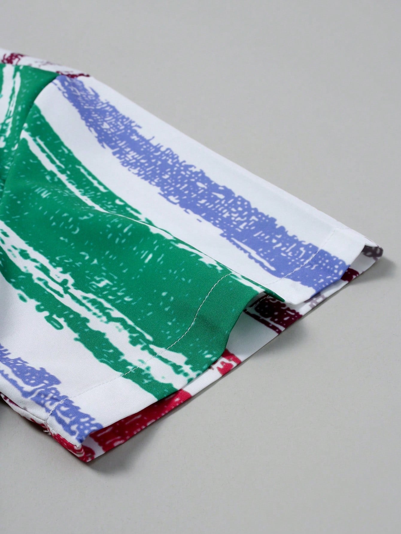 Men's Contrast Color Striped Button Front Short Sleeve Shirt