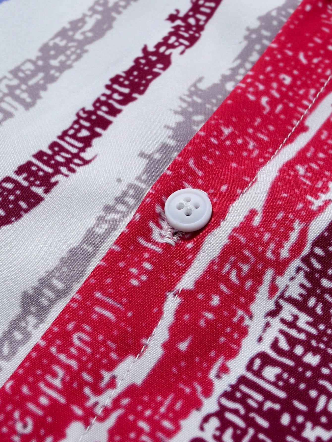 Men's Contrast Color Striped Button Front Short Sleeve Shirt