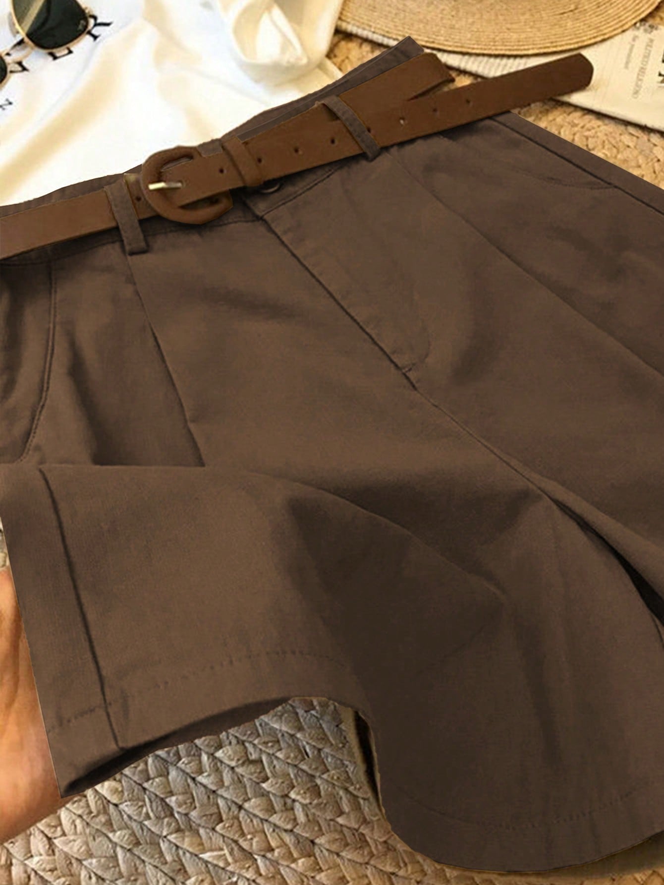 3pcs/Set Women Black White Coffee Casual Commuting Business Shorts