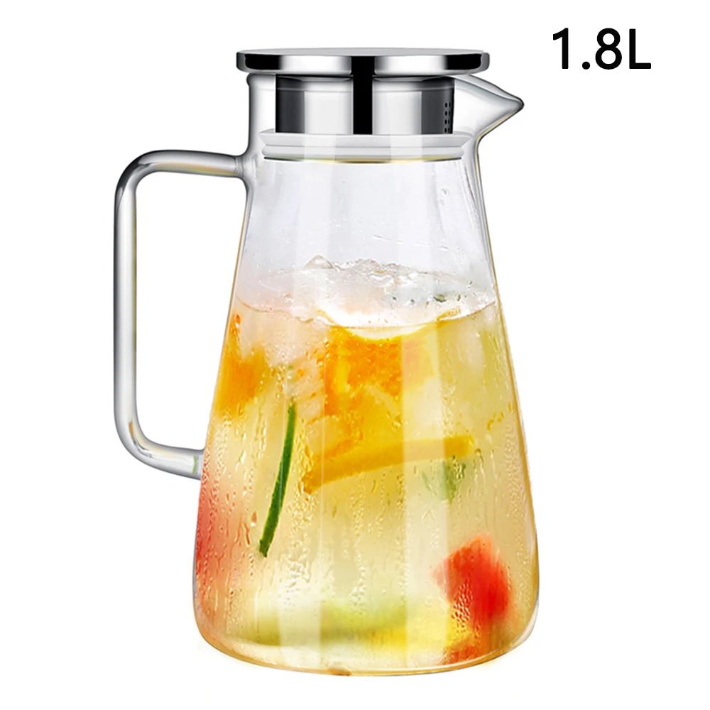 1.8L Water Bottle Transparent Glass Water Jug Pot Cha Lemonade Pitcher Heat - Resistant Explosion - Proof Heatable Carafe Drinkware