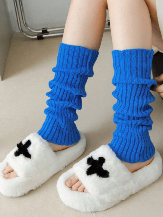 1pair Warm Foot Shoes Jk Uniform Puff Socks - Korean Lolita Style Loose Women's Socks - Elephant Design Leg Warmers - Lolli World Marketplace