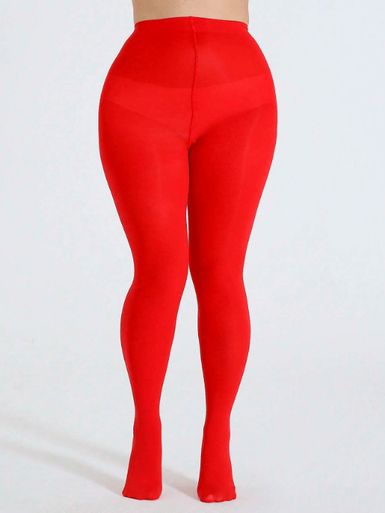 1pair Women Solid Fashionable Plus Size Tights For Daily Decoration - Lolli World Marketplace