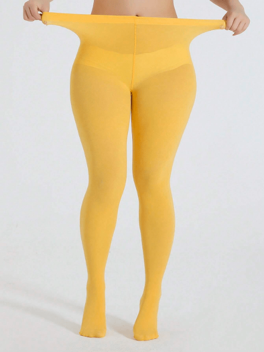 1pair Women Solid Fashionable Plus Size Tights For Daily Decoration - Lolli World Marketplace