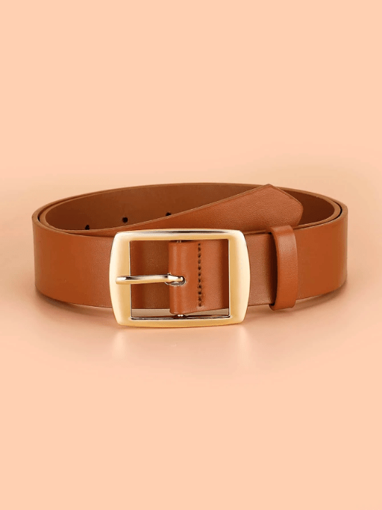 1pc Fashionable Large Gold Sun Buckle Decor All Match Women's Daily Wear Belt Casual - Lolli World Marketplace