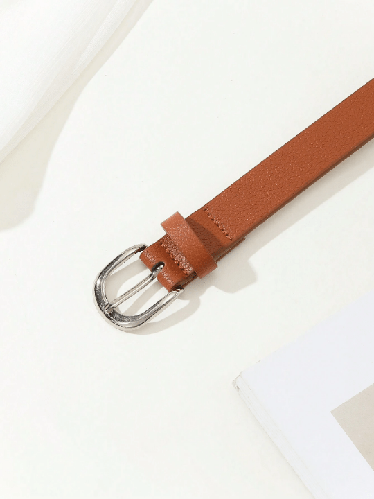 1pc Ladies' Metal Square Buckle Simple Decoration Belt, Perfect For Everyday Wear With Dress, Jeans & Trousers - Lolli World Marketplace