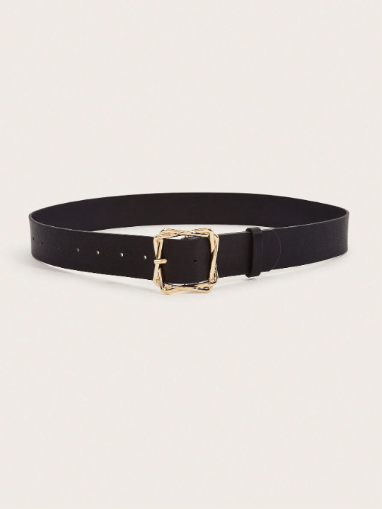 1pc Ladies' Overlapping Square Buckle Pu Belt Suitable For Daily Wear - Lolli World Marketplace