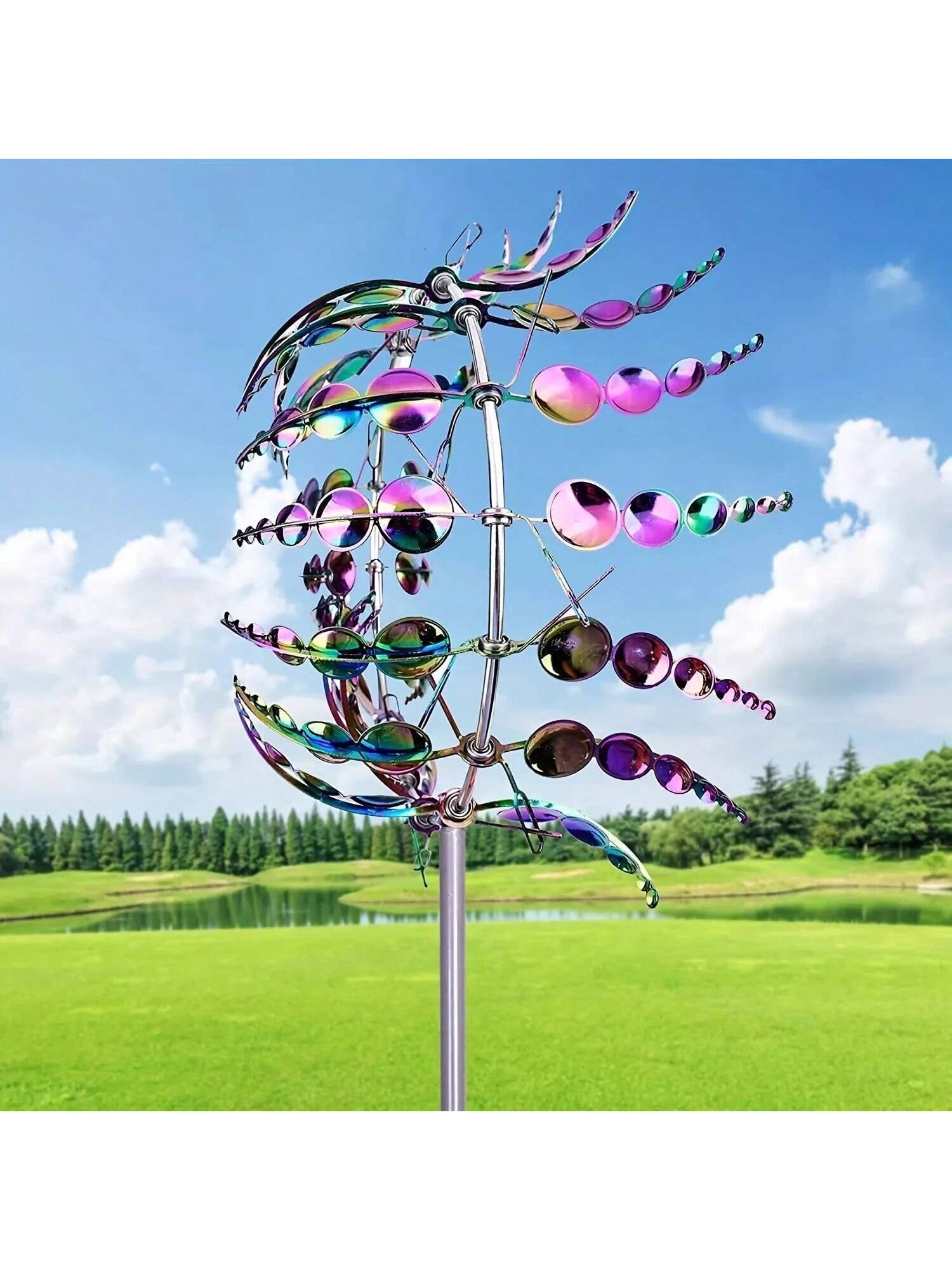 1pc Outdoor Decoration Colorful Wind Spinner, Creative Garden Wind Chime Ornament, Outdoor Yard Powered Rotating Decoration