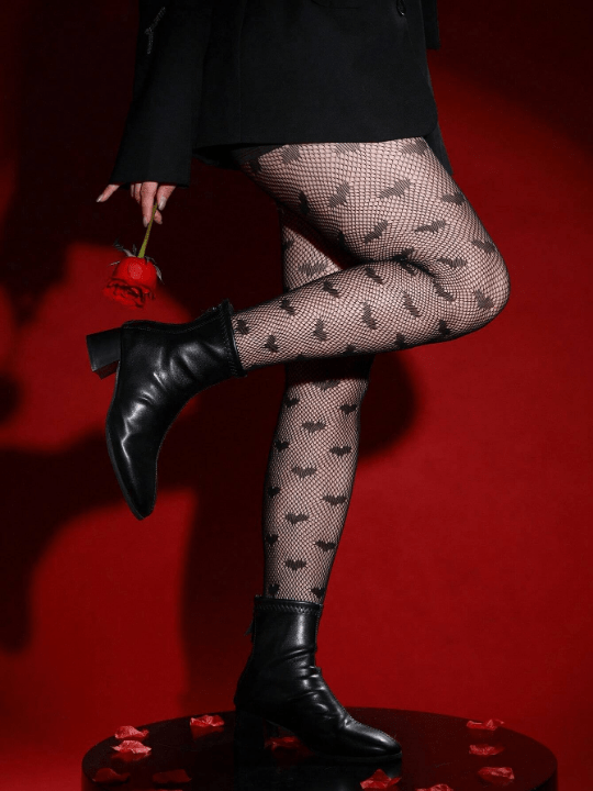 1pc Plus Size Women's Heart - Shaped Fishnet Stockings, Suitable For Valentine's Day And Everyday Wear - Lolli World Marketplace