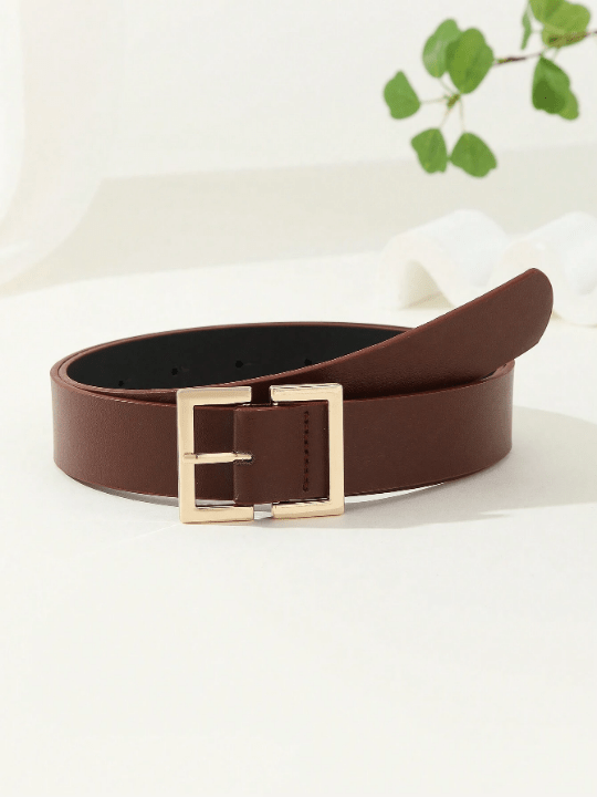 1pc Square Buckle Chinese Style Trendy Fashionable Literary & Retro Personalized Women's Belt, Suitable For Daily Wear & Party - Lolli World Marketplace