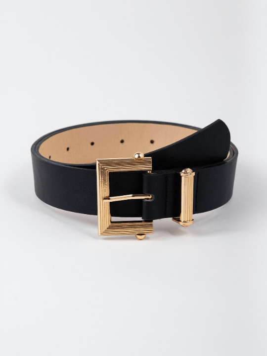 1pc Square Buckle Pu Leather Belt, Suitable For Daily Wear, Can Be Paired With Pants Or Dresses - Lolli World Marketplace
