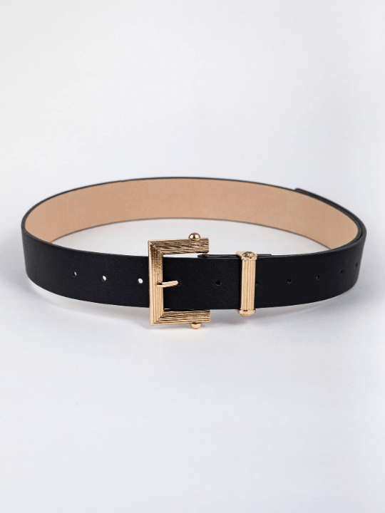 1pc Square Buckle Pu Leather Belt, Suitable For Daily Wear, Can Be Paired With Pants Or Dresses - Lolli World Marketplace