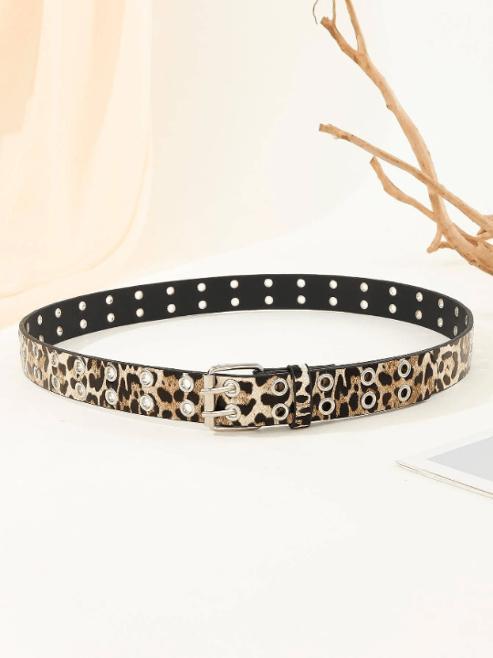1pc Trendy Unisex White Belt With Double Row Eyelets, Suitable For Festival, Valentine's Day, St Patrick's Day Gift, Daily, Party, Etc - Lolli World Marketplace