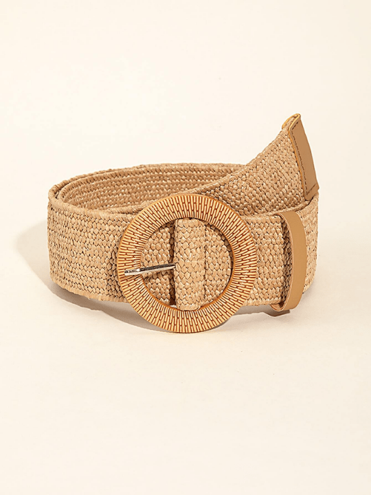 1pc Women ellipse Buckle Boho Straw Belt For Beach - Lolli World Marketplace