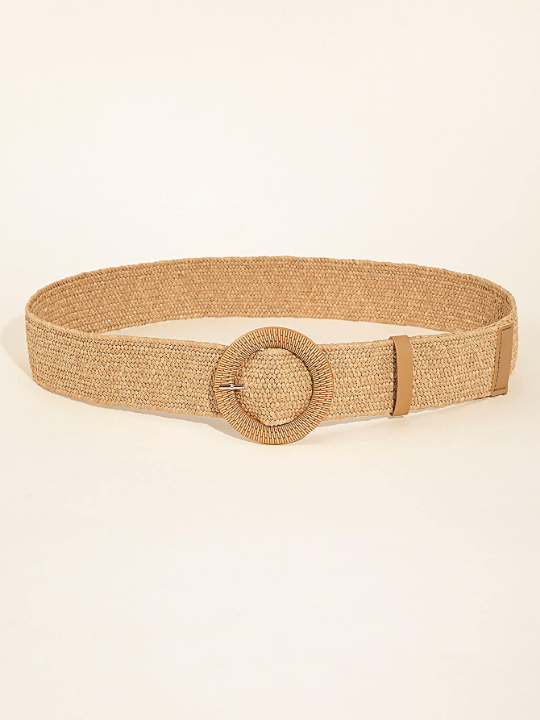 1pc Women ellipse Buckle Boho Straw Belt For Beach - Lolli World Marketplace