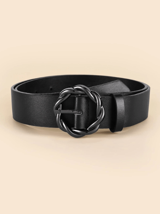 1pc Women Twist Detail Round Buckle Fashionable Belt For Daily Life - Lolli World Marketplace