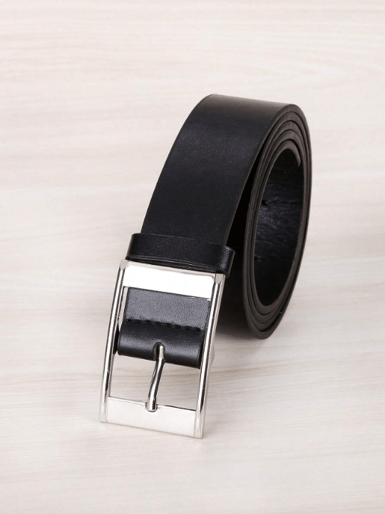 1pc Women's Black Rectangular Buckle Fashionable Plus - sized Belt, Suitable For Daily Use, With Lengthened Strap - Lolli World Marketplace