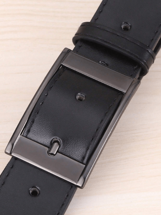 1pc Women's Black Rectangular Buckle Pu Leather Plus Size Belt For Daily Use, Extra Long - Lolli World Marketplace