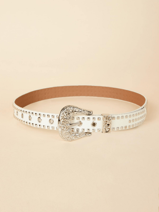 1pc Women's Cowboy Buckle Belt With Pu Decoration Western Style & Punk Fashion For Daily Wear Street - Lolli World Marketplace