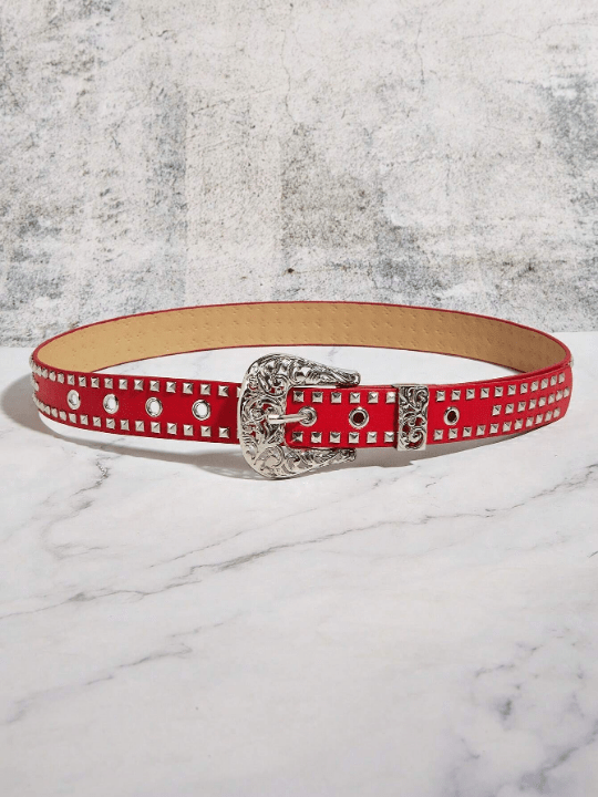 1pc Women's Cowboy Buckle Belt With Pu Decoration Western Style & Punk Fashion For Daily Wear Street - Lolli World Marketplace