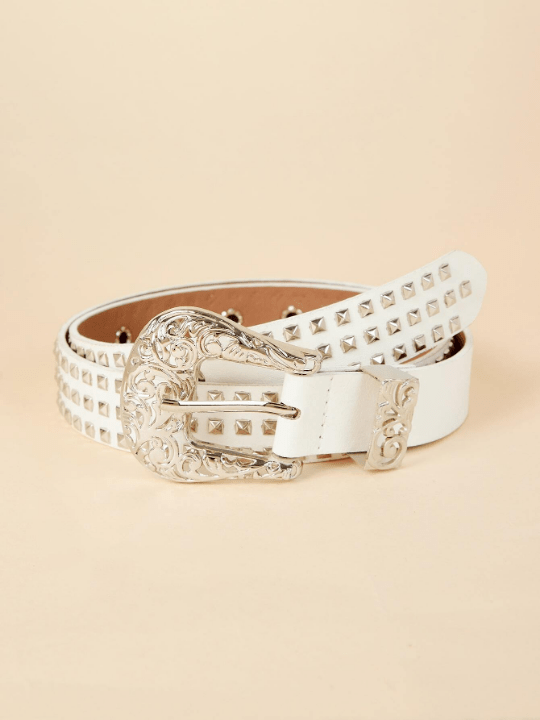1pc Women's Cowboy Buckle Belt With Pu Decoration Western Style & Punk Fashion For Daily Wear Street - Lolli World Marketplace
