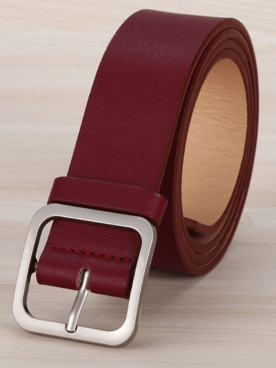 1pc Women's Deep Red Geometric Pattern Pu Wide Fashion Waist Belt Suitable For Daily Use Casual - Lolli World Marketplace