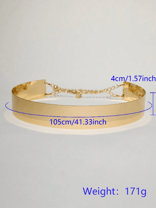 1pc Women's Gold 4cm Wide Belt With Metallic Decorations For Commuting, Daily Casual And Dressy Outfits Party - Lolli World Marketplace