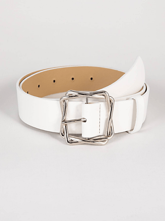 1pc Women's Overlap Style Square Buckle Pu Belt Suitable For Daily Wear - Lolli World Marketplace