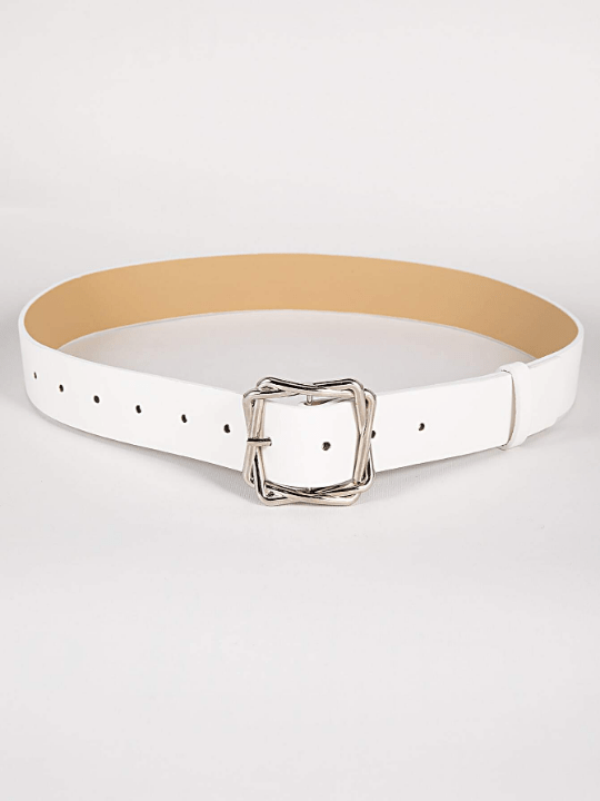 1pc Women's Overlap Style Square Buckle Pu Belt Suitable For Daily Wear - Lolli World Marketplace