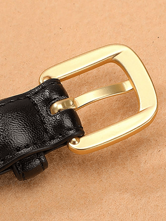1pc Women's Plain Alloy Square Buckle Pu Belt, Fashionable Casual Ladies' Waistband Suitable For Outdoor Parties And Workplace - Lolli World Marketplace
