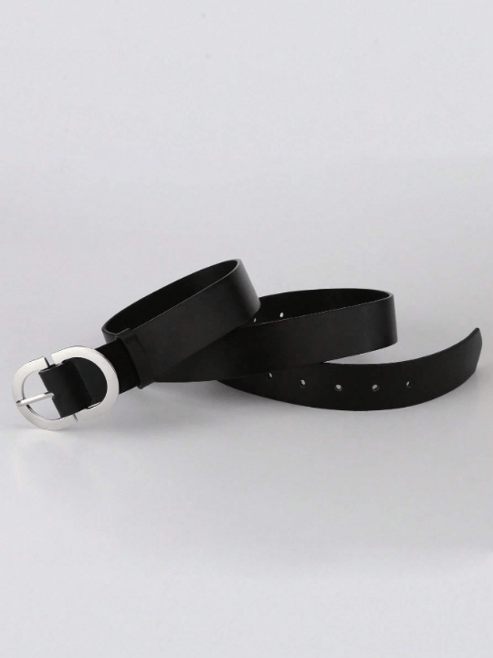 1pc Women's Plus Size Black Double D Letter Buckle Pu Fashion Belt, Girlfriend Gift - Lolli World Marketplace