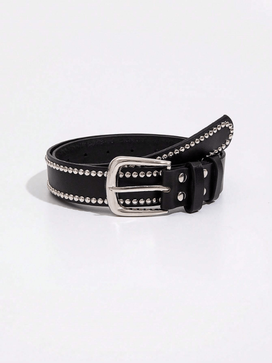 1pc Women's Punk Style Denim Studded Rivets Pin Buckle Belt Street - Lolli World Marketplace