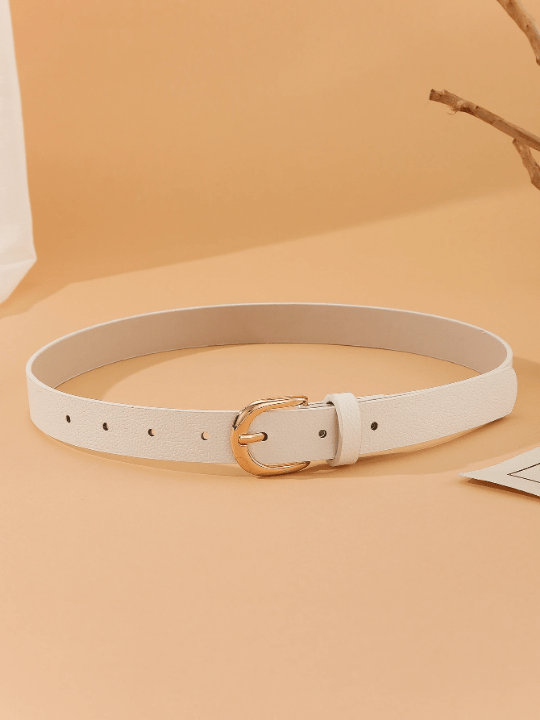 1pc Women's Simple And Versatile Fashion Belt With Square Metal Buckle, Suitable For Daily Outfit With Dresses, Jeans Or Trousers - Lolli World Marketplace