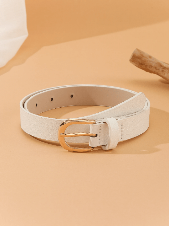 1pc Women's Simple And Versatile Fashion Belt With Square Metal Buckle, Suitable For Daily Outfit With Dresses, Jeans Or Trousers - Lolli World Marketplace