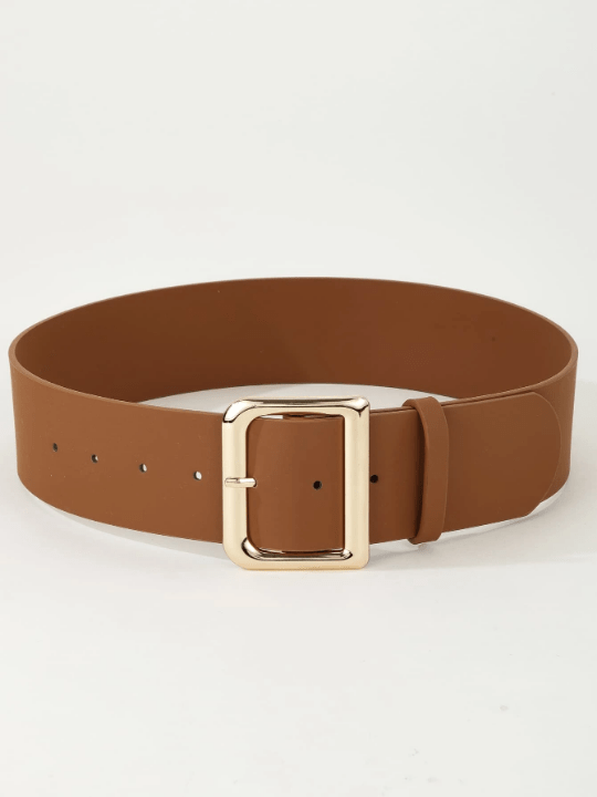 1pc Women's Simple Pu Decorated Wide Belt With Classic Buckle, Perfect Match For Dresses Or Coats In Daily Life - Lolli World Marketplace