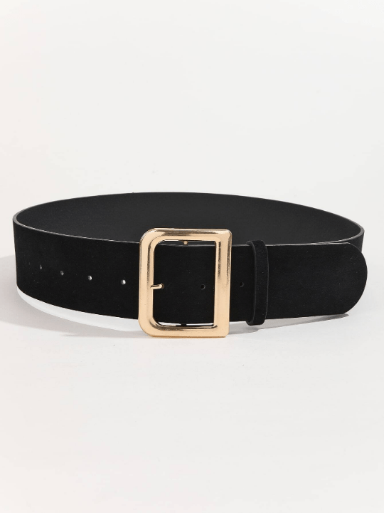 1pc Women's Simple Style Pu Decorated Wide Belt With Fashionable Buckle, Compatible For Daily Wear With Dresses And Coats - Lolli World Marketplace