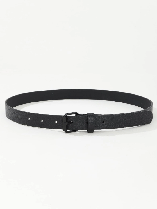 1pc Women's Simple & Versatile Dress & Jeans Accessory Square Buckle Black Belt, Dark Style, Suitable For Daily Outfit - Lolli World Marketplace